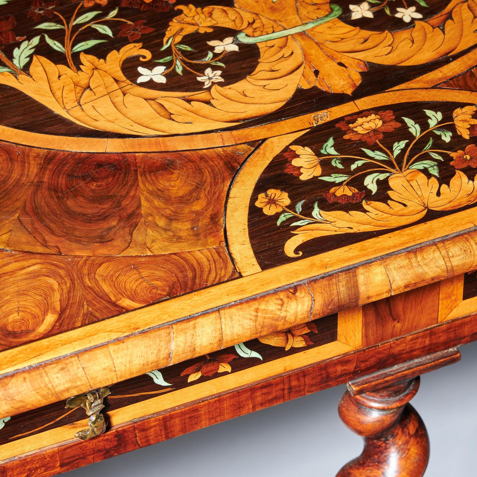 Furniture Highly Important 17th Century Charles II Floral Marquetry Table By Gerrit Jensen photo