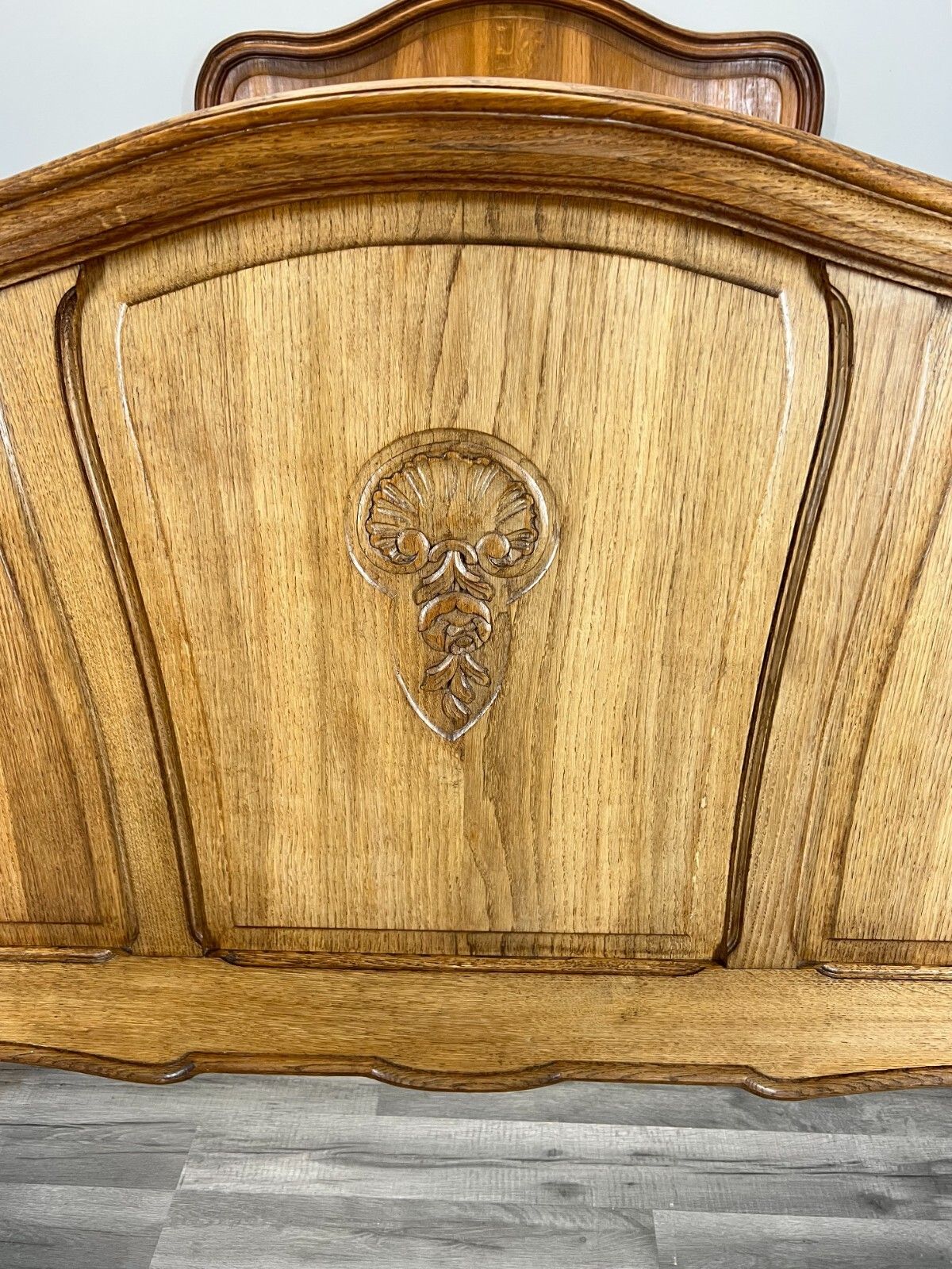 Antique French Bed Frame Double Size Elegant Carved Design Headboard  Lot 3711 photo for sale