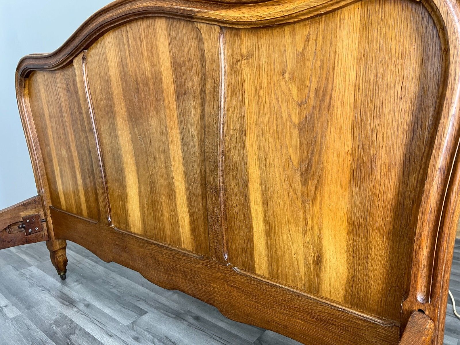 Furniture Antique French Bed Frame Double Size Elegant Carved Design Headboard  Lot 3711 photo