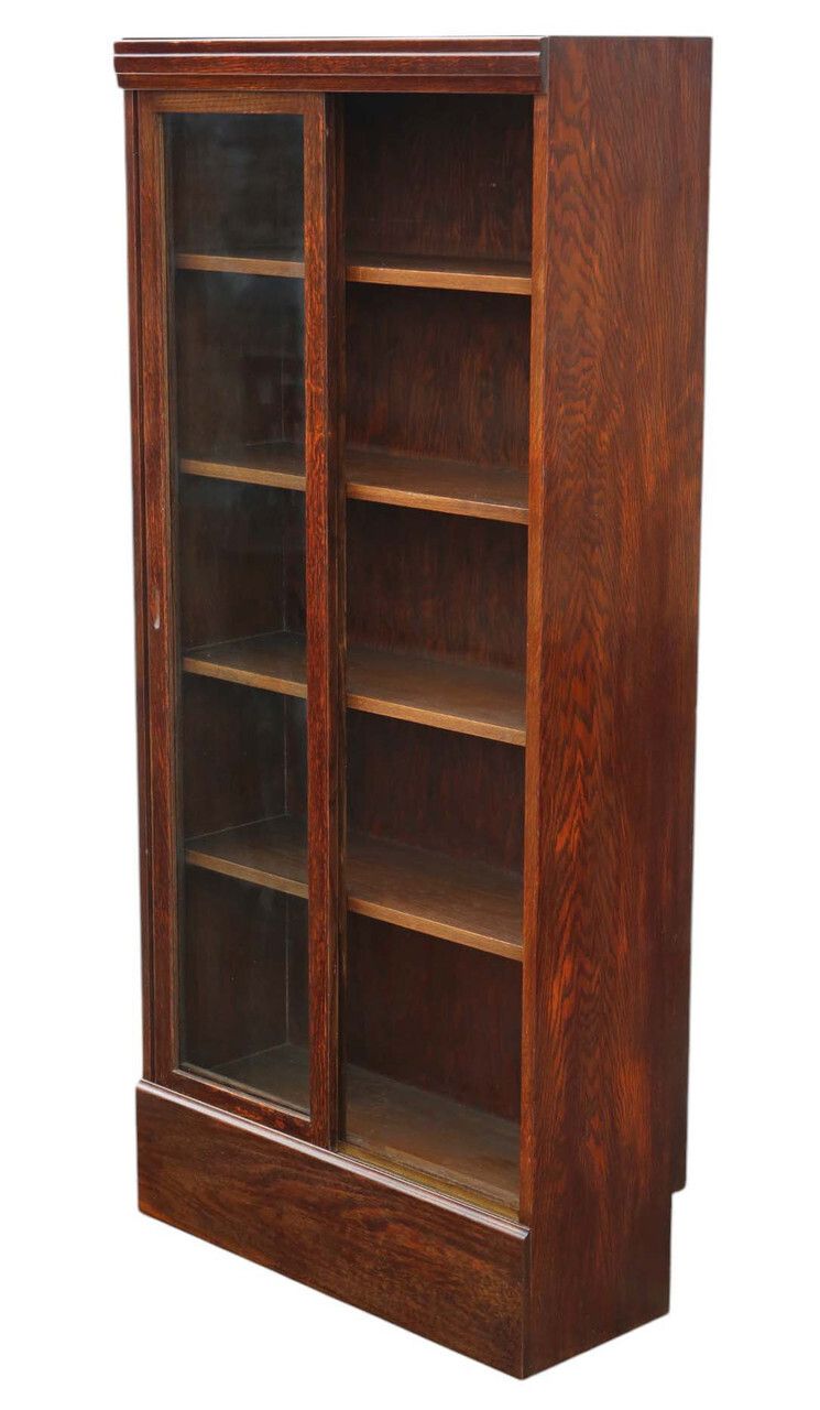 Large Antique C.1925 Oak Bookcase – High Quality Shop Display Cabinet photo furniture