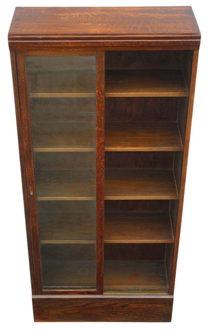 Large Antique C.1925 Oak Bookcase – High Quality Shop Display Cabinet photo for sale