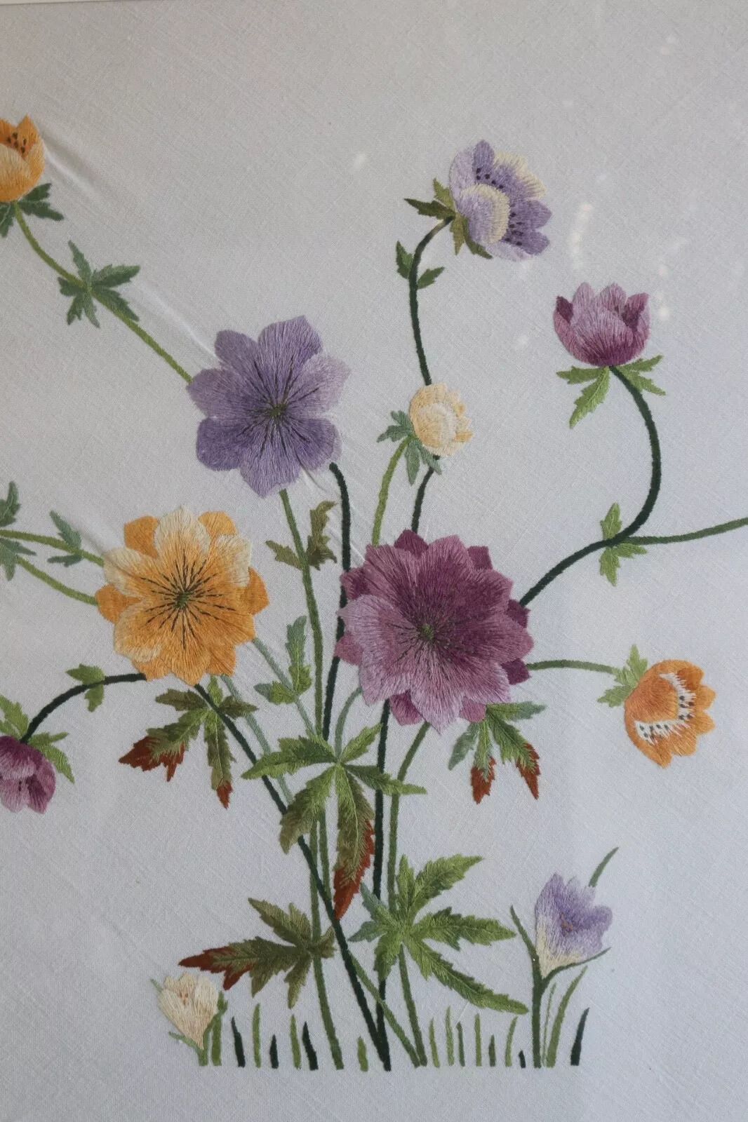 2 X Large Botanical Flowers Embroidery Pictures Framed photo vinterior