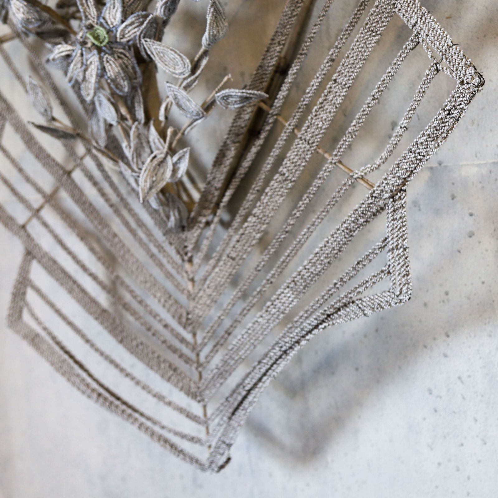 Early 20th Century French Glass Floral Beadwork Immortelles Couronne De Mortuaire photo vintage