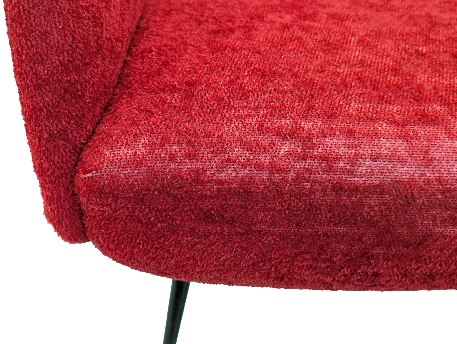 Italian Dark Crimson Velvet & Brass 1950s Wingback Armchair photo Furniture