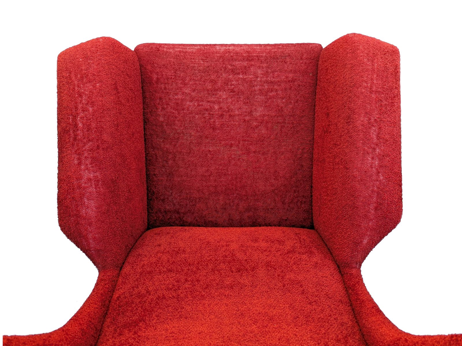 Italian Dark Crimson Velvet & Brass 1950s Wingback Armchair photo vintage