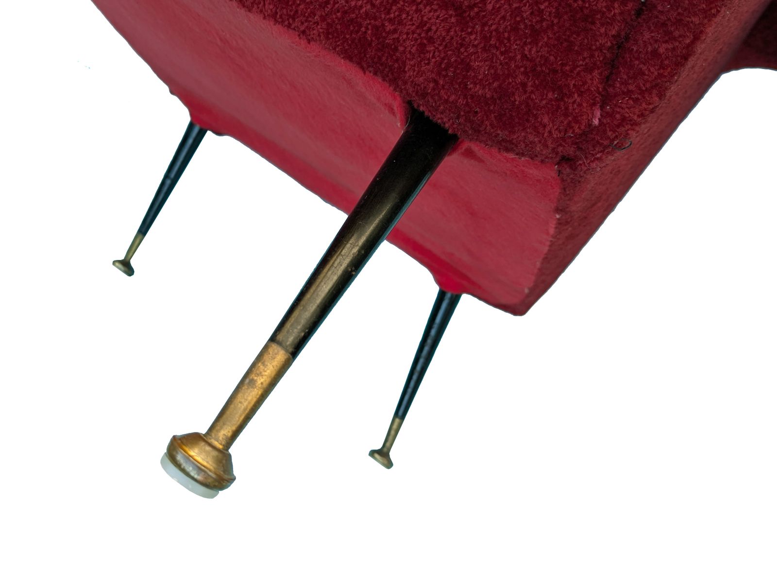 photo for sale Italian Dark Crimson Velvet & Brass 1950s Wingback Armchair