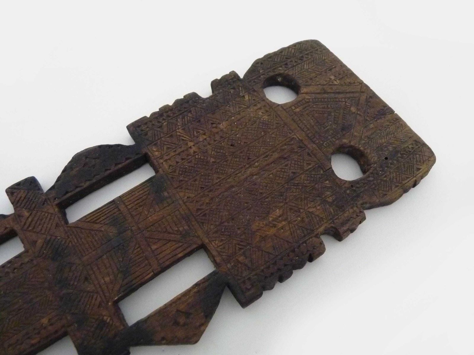 Tuareg Tent Peg From Mauritania, Engraved Wood And Leather, 1950s photo for sale