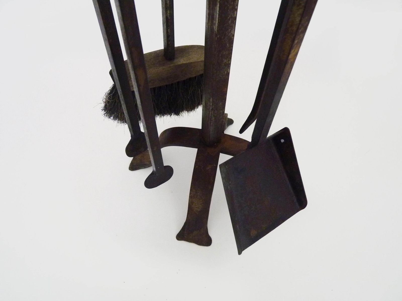 Pair Of Wrought Iron Firedogs With Antique 19th Century Fireplace Tools photo buy
