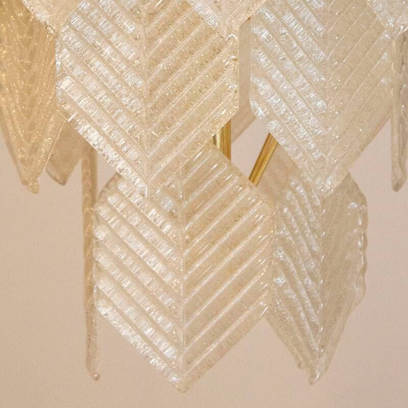 Murano Glass Chandelier With Hexagonal Leaves, Italy, 1960s photo for sale