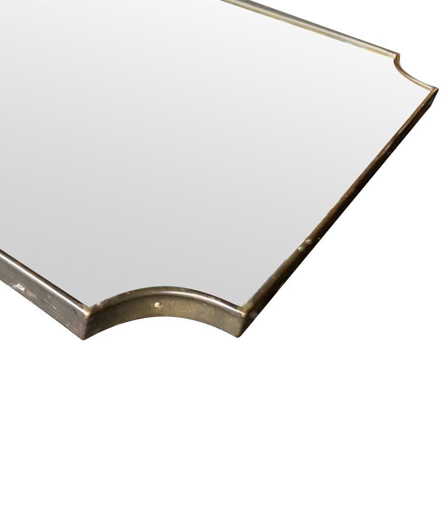 photo for sale A Large Orignal 1950s Italian Brass Framed Landscape Or Portrait Mirror