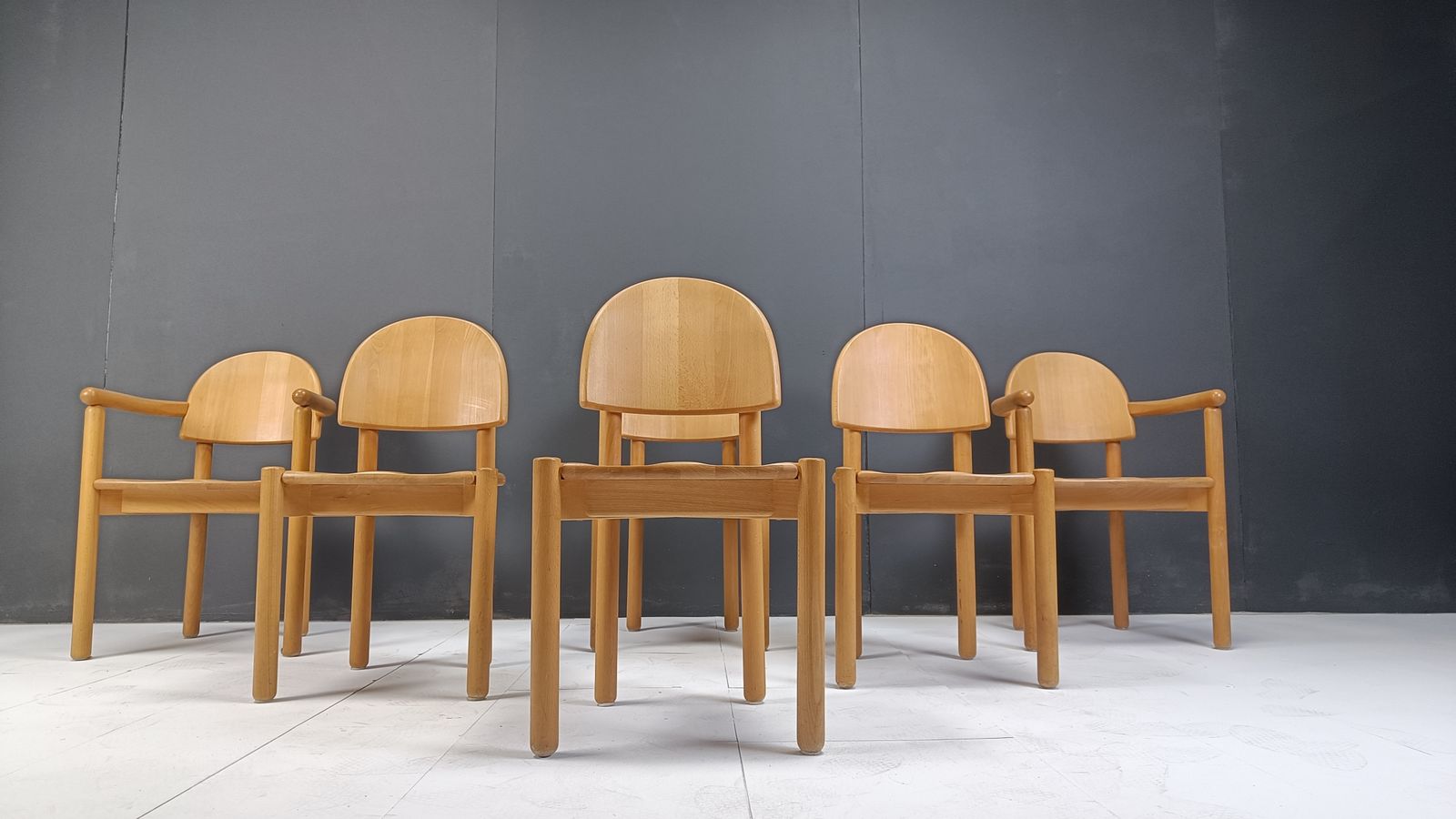 photo furniture Rainer Daumiller Pine Wood Dining Chairs For Hirtshals Savvaerk Set Of 6, 1980s
