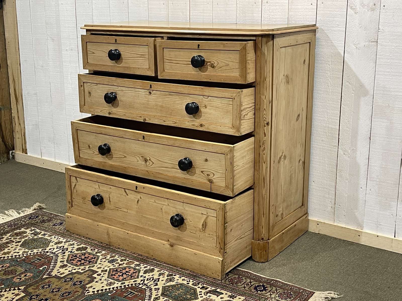 19th Century Victorian Chest Of Drawers In Fir With Blackened Wooden Knobs photo furniture