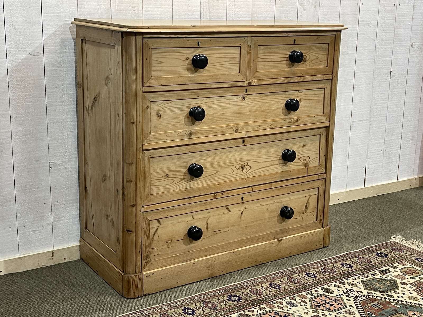 19th Century Victorian Chest Of Drawers In Fir With Blackened Wooden Knobs photo for sale