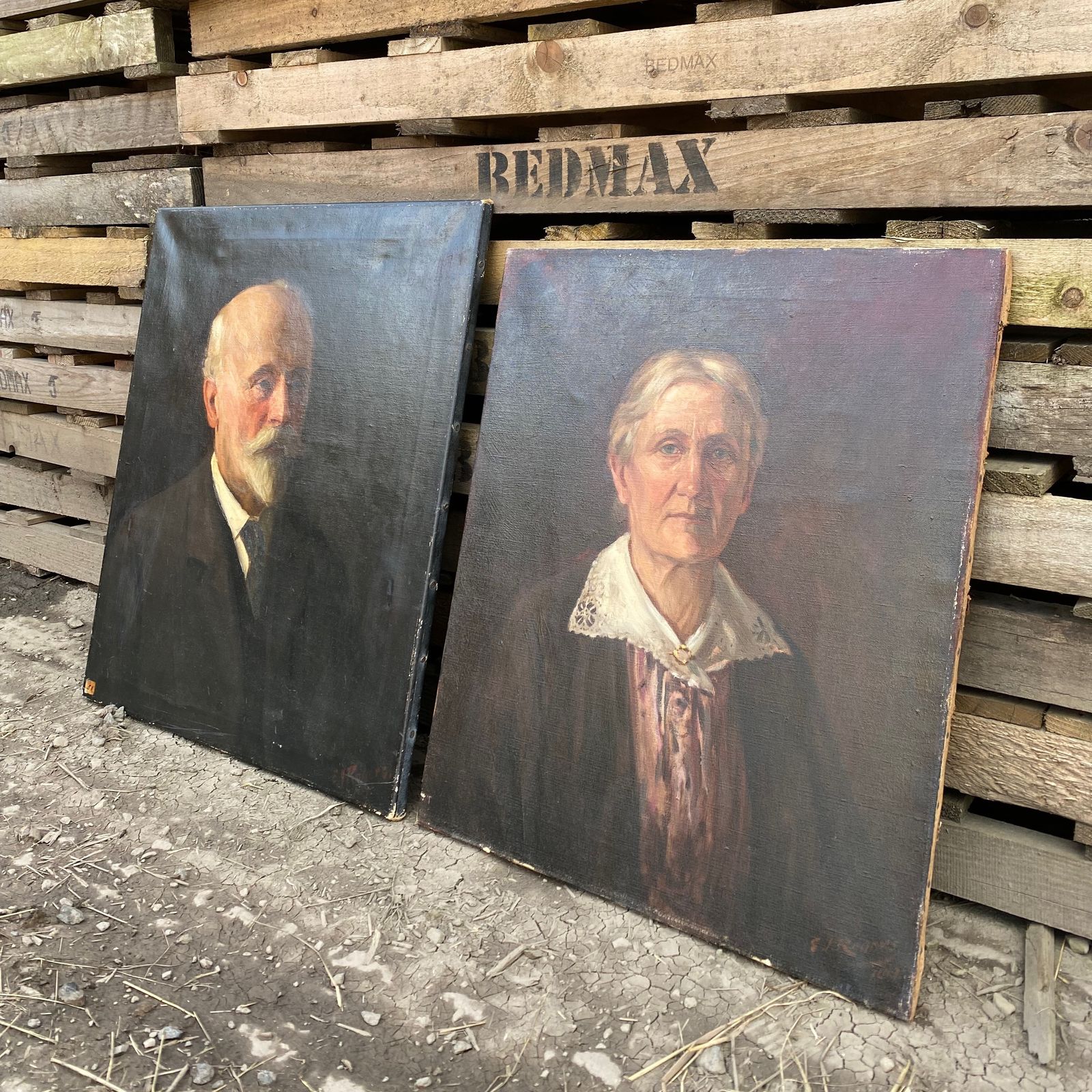 E J Rogers Irish School Mother And Father Portraits photo for sale