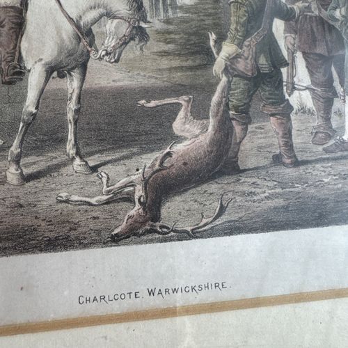 Charlcote Warwickshire Lithograph Nash Mclean Print Coloured Antique photo furniture