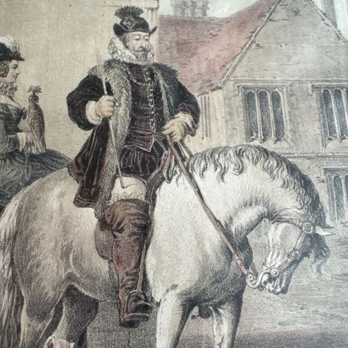 Charlcote Warwickshire Lithograph Nash Mclean Print Coloured Antique photo 99.0