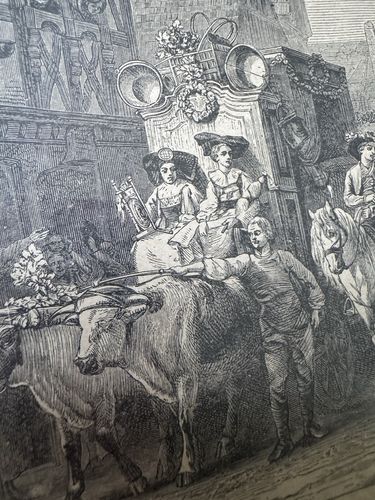 Engraving Antique The Wedding Alsace Gustav Brion Butterworth Black Gold photo buy