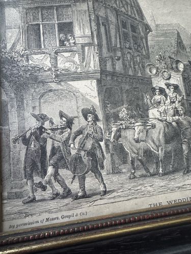 photo furniture Engraving Antique The Wedding Alsace Gustav Brion Butterworth Black Gold
