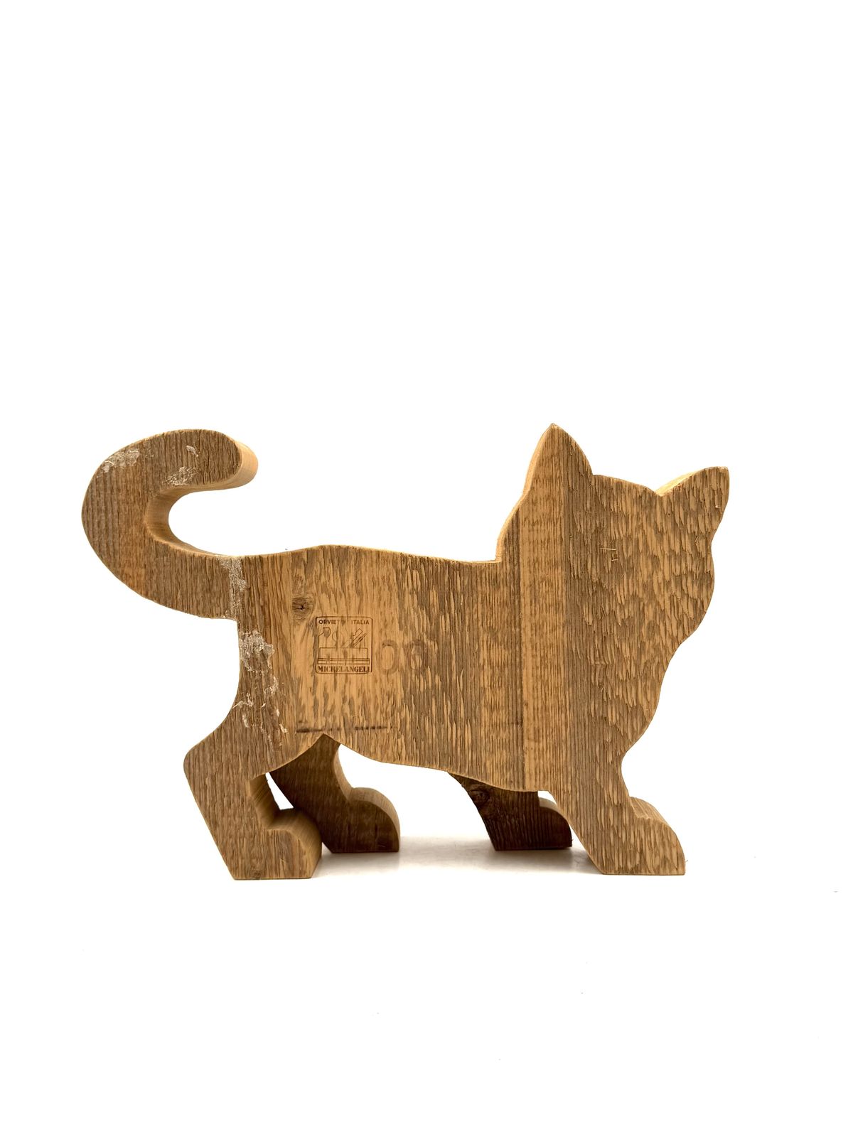Bottega Michelangeli, Cat Wood Sculpture, Orvieto Italy 1970s photo Art