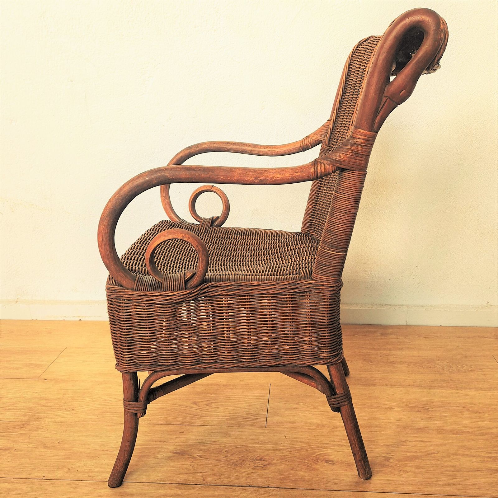 Art Nouveau Armchair In Rattan & Bamboo, 1900s photo vinterior