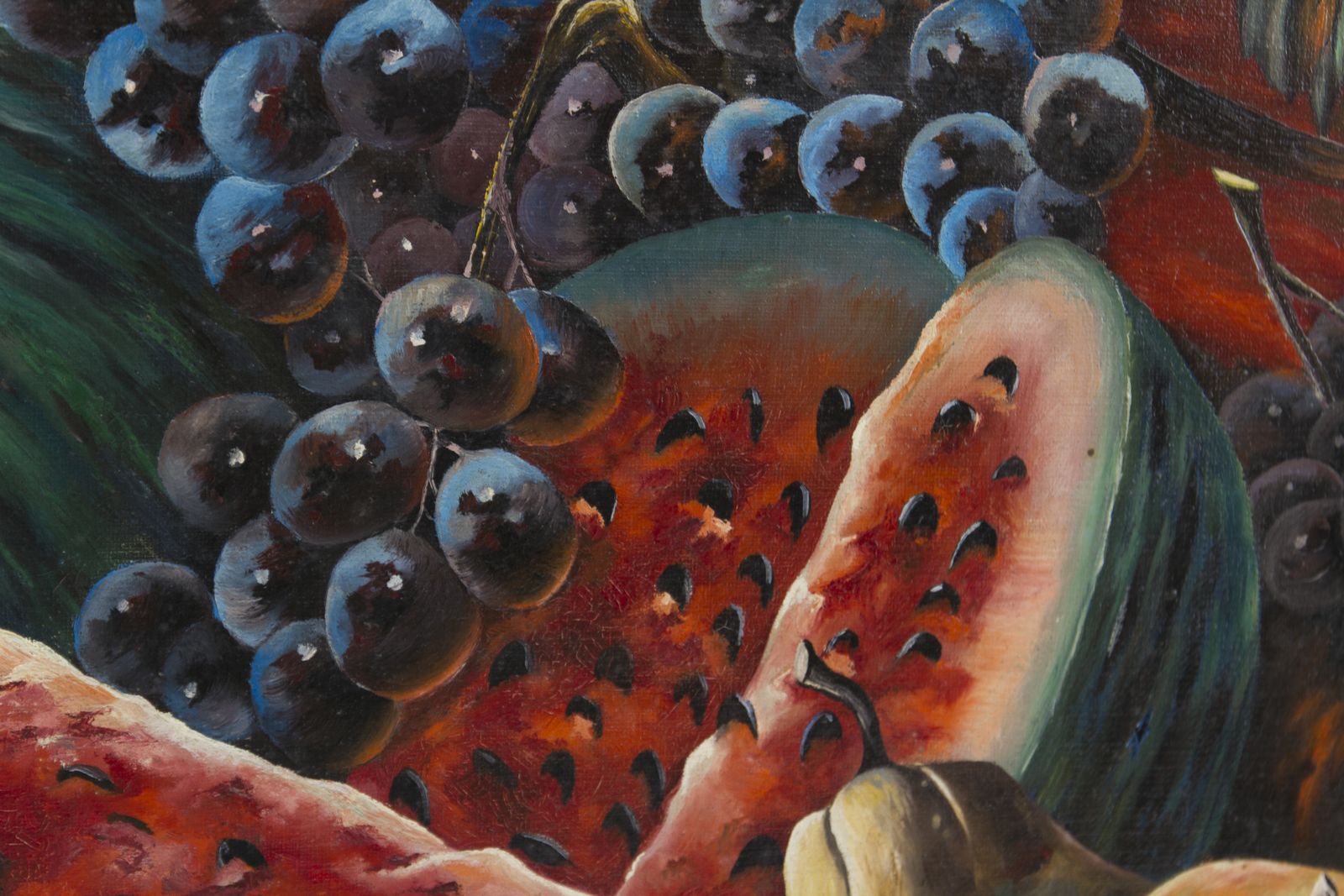 Vintage Oil Painting, Moody Still Life With Fruits photo Art