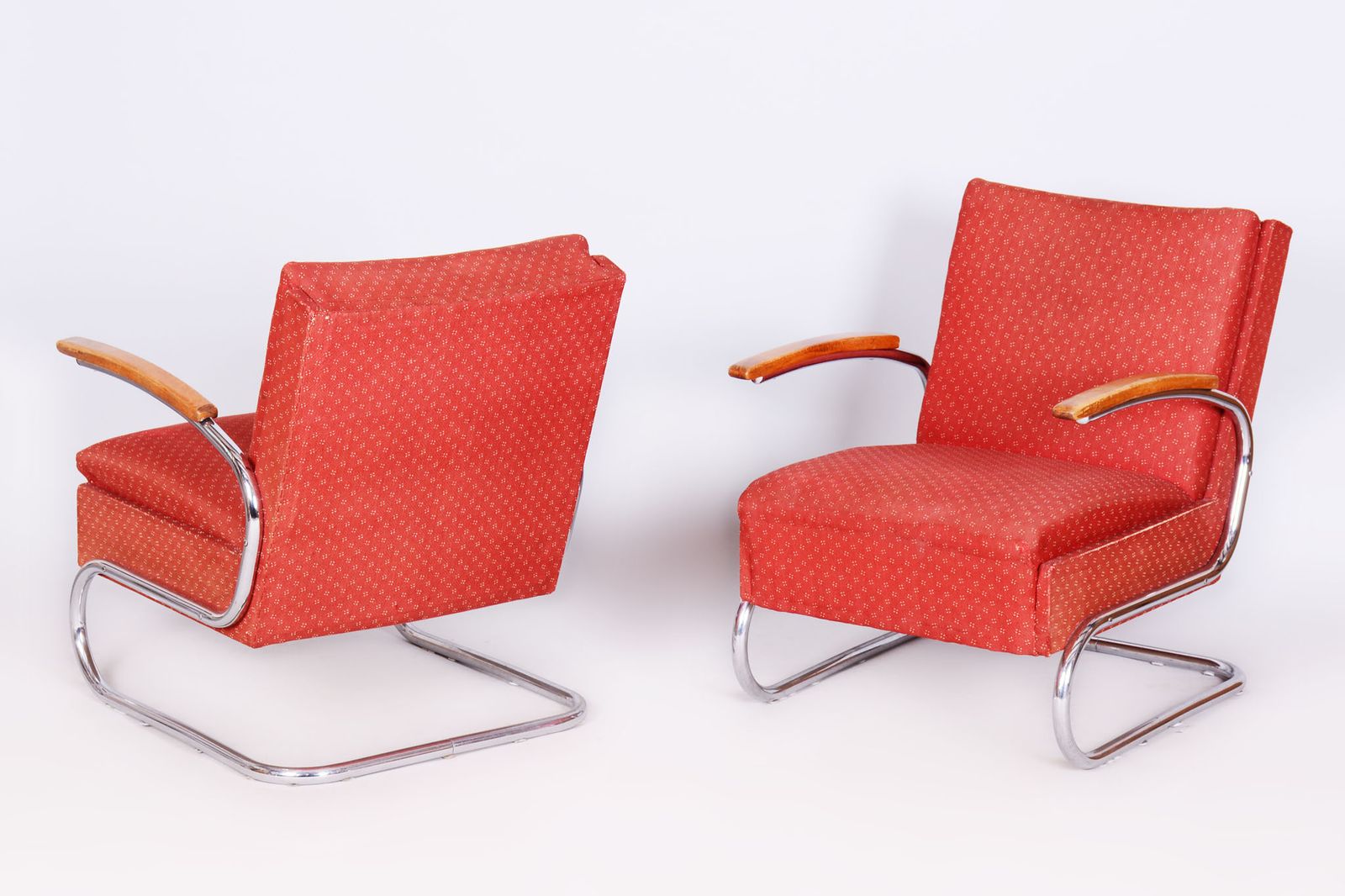 Pair Of Bauhaus Armchairs, By M. Breuer, For Mücke Melder, Chrome, Czech, 1930s