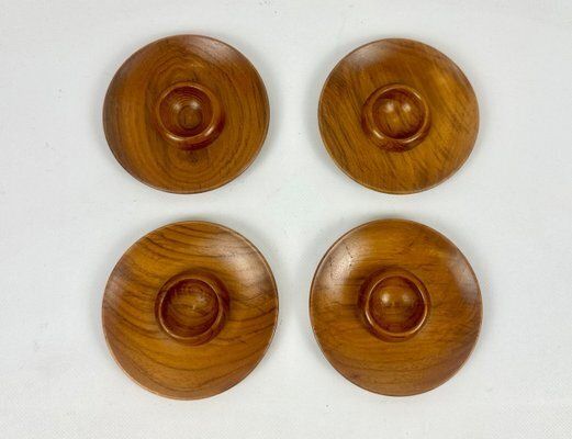 Mid Century Modern Scandinavian Teak Egg Cup By Karl Holmberg For Akta Teak, 1960s, Set Of 4 photo vinterior