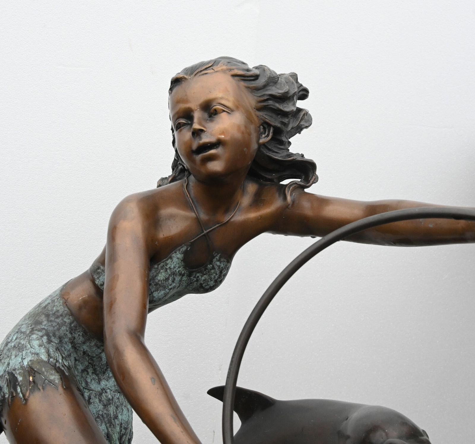 Art Nouveau Bronze Fountain Dolphin Girl Garden Casting photo furniture