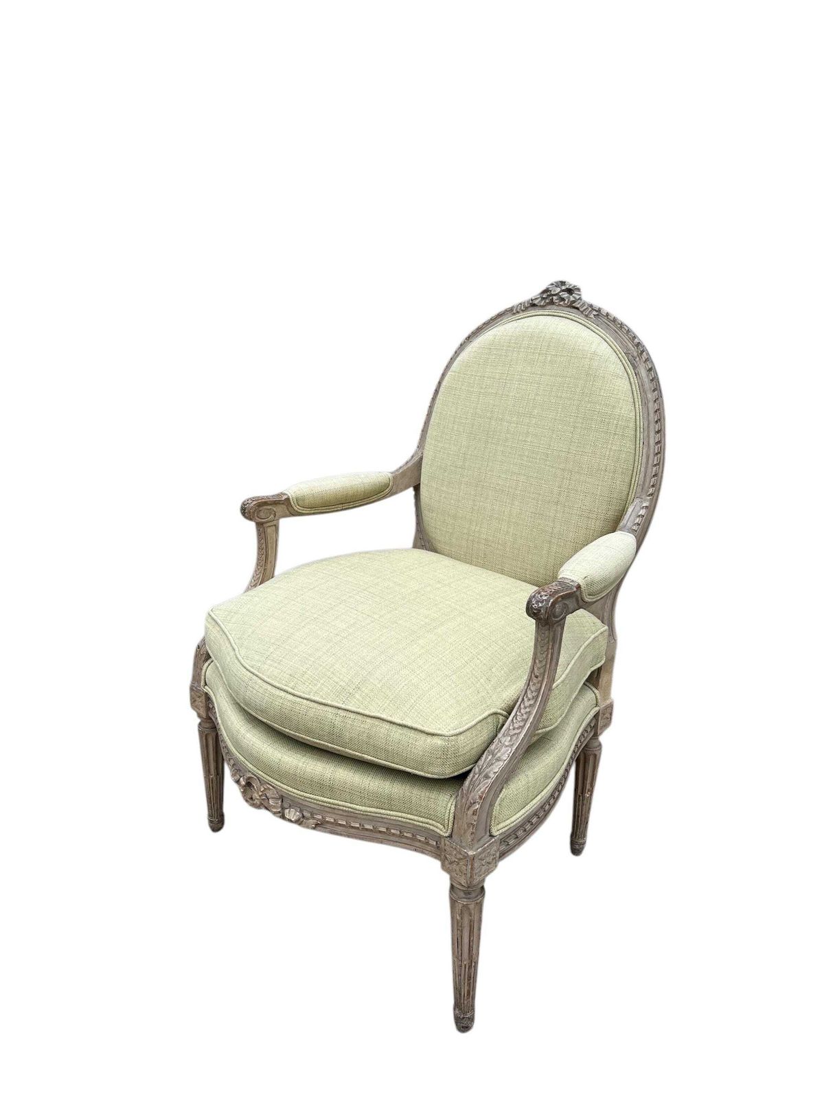 Louis XVI Style Vintage Carved Arm Chair.