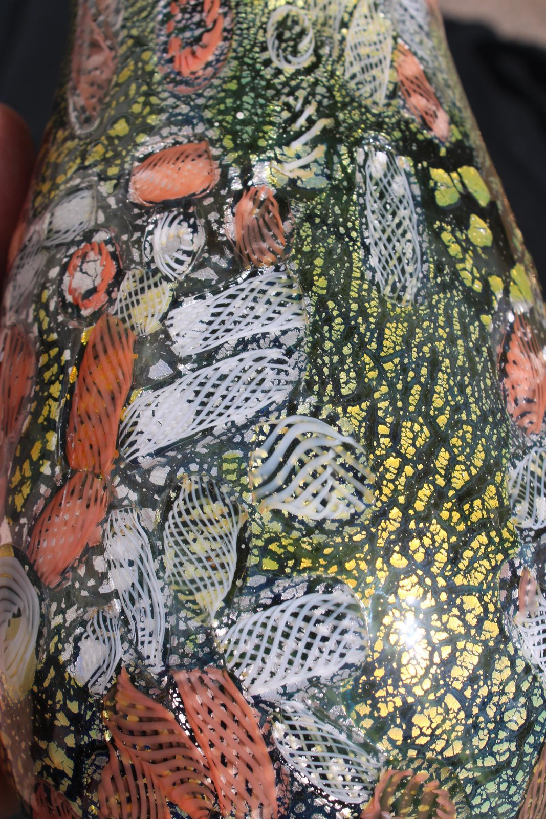 Murano Glass Vase Avem Venice 1960 Multicolor Zanfirico Gold And Silver photo buy