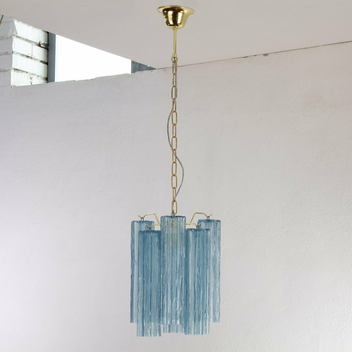 Tronchi Pendant Lamp In Blue Murano Glass, Vintage Style photo for sale
