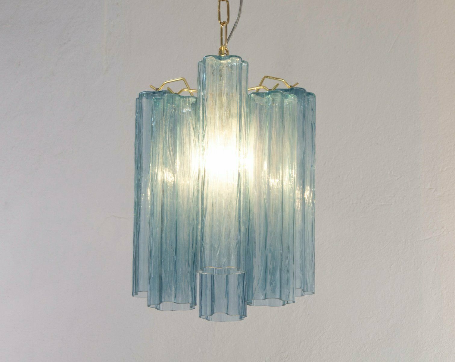 Tronchi Pendant Lamp In Blue Murano Glass, Vintage Style photo Lighting