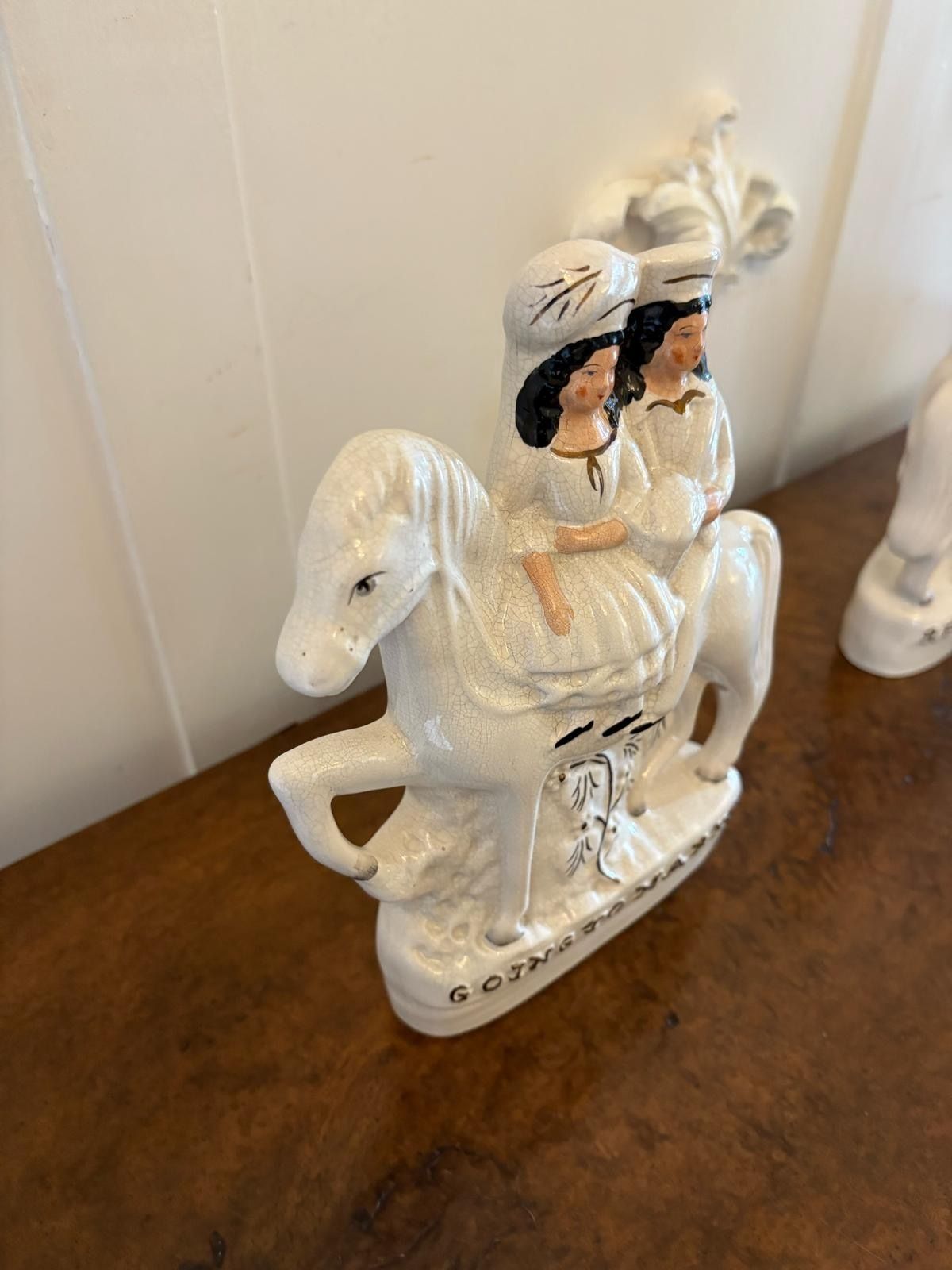 Pair Of Antique Staffordshire Flat Back Figures On Horseback photo furniture