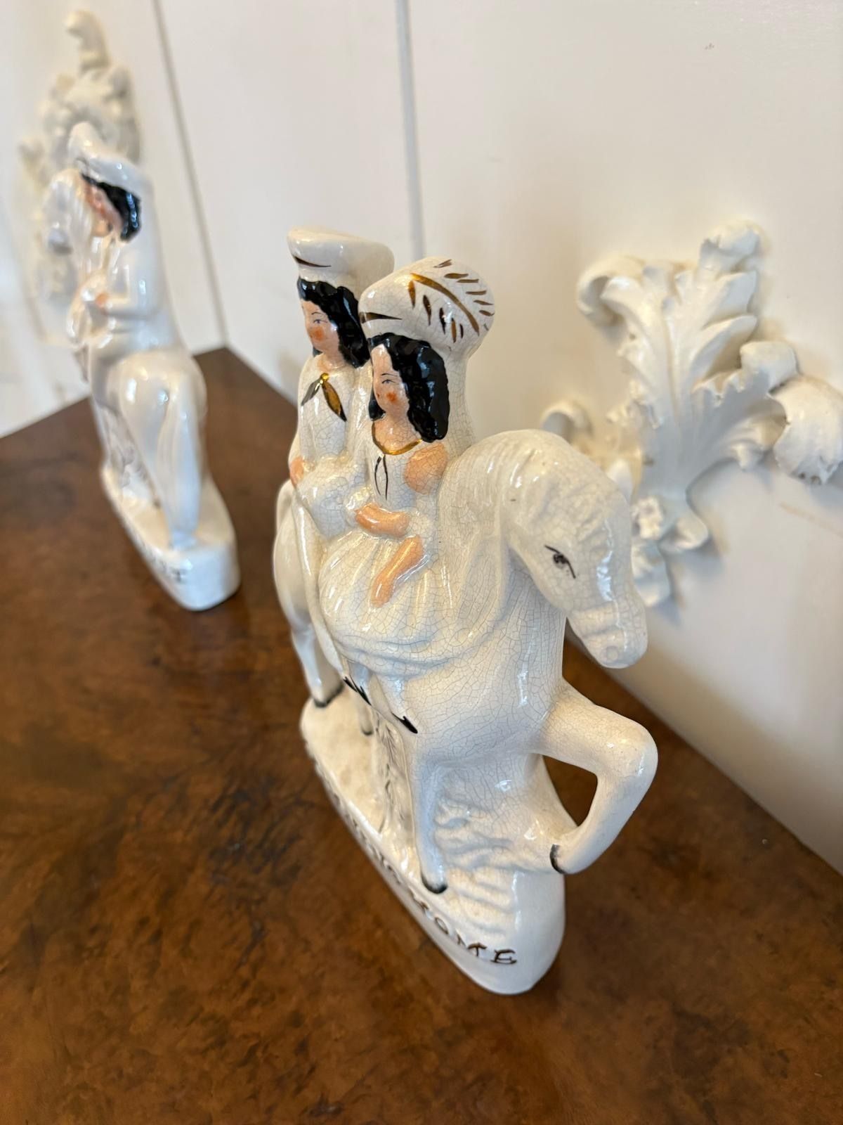 photo furniture Pair Of Antique Staffordshire Flat Back Figures On Horseback