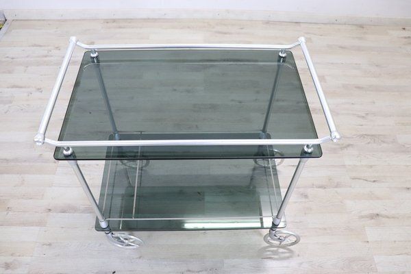 photo furniture Chromed Metal And Glass Drinks Trolley, 1980s