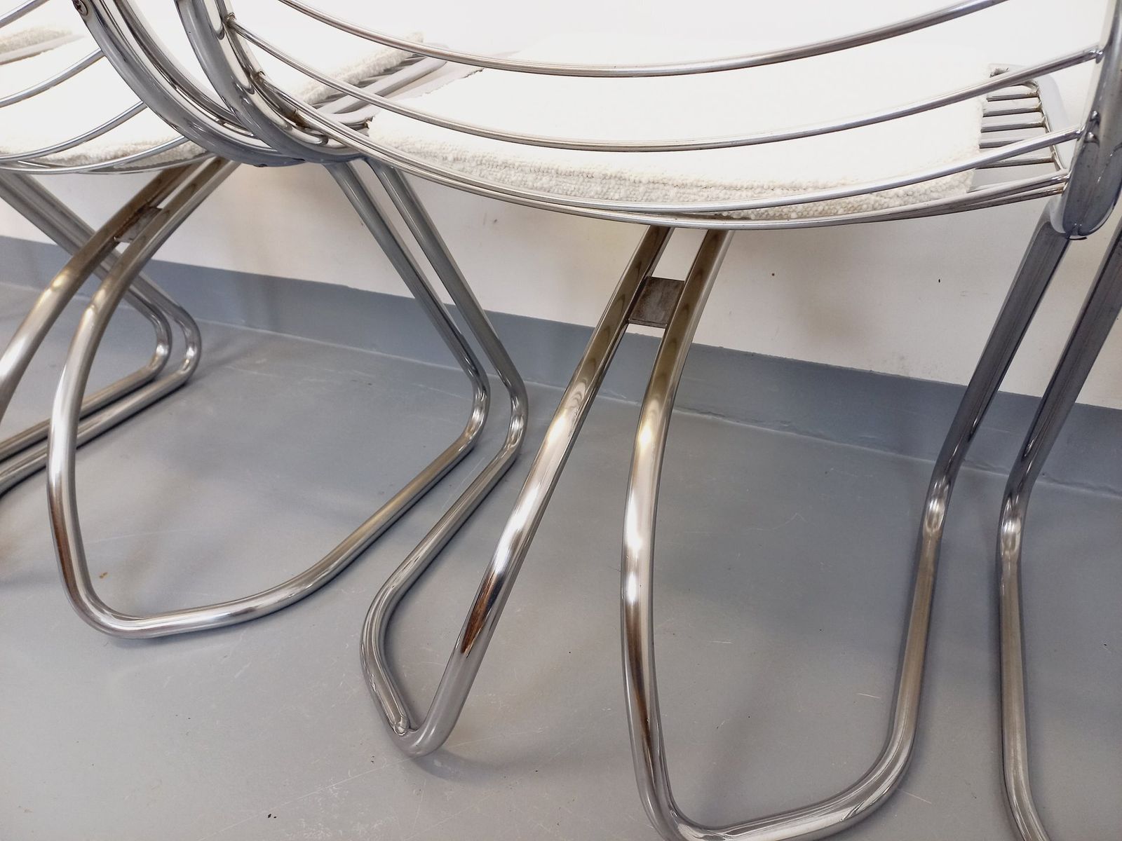 2207.0 4 Italian Gastone Rinaldi Chairs In Chromed Metal photo