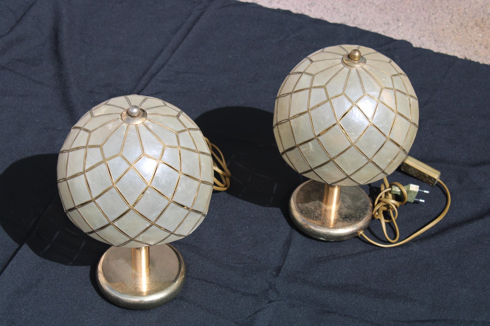 Pair Of Decorative Brass Table Lamps Italy 1970 photo furniture