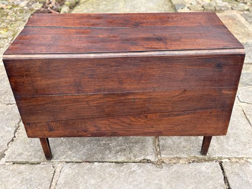 English Original Antique Oak Drop Leaf  Plank Kitchen Dining Table C 1700's photo 449.0