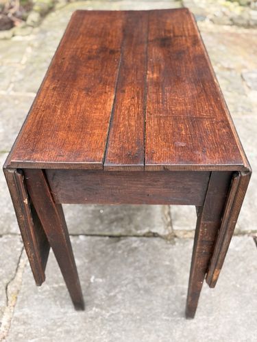 English Original Antique Oak Drop Leaf  Plank Kitchen Dining Table C 1700's photo vinterior