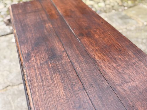 English Original Antique Oak Drop Leaf  Plank Kitchen Dining Table C 1700's photo buy