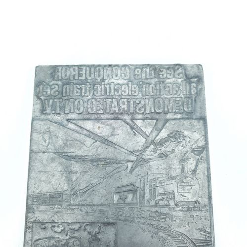 Tri Ang Railways The Conqueror Rs 65 Metal Block Newspaper Advert Printing Rare photo furniture