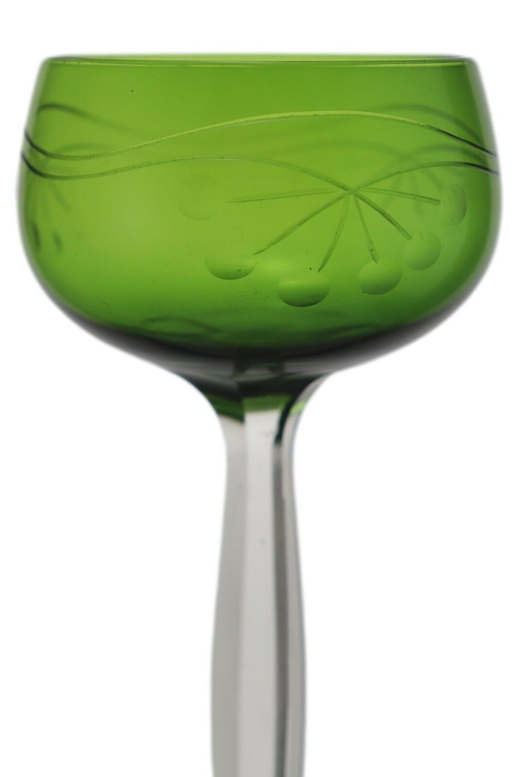 Theresienthal Crystal Glass Green Coloured Hock Wine Glasses Set Of 6 photo for sale