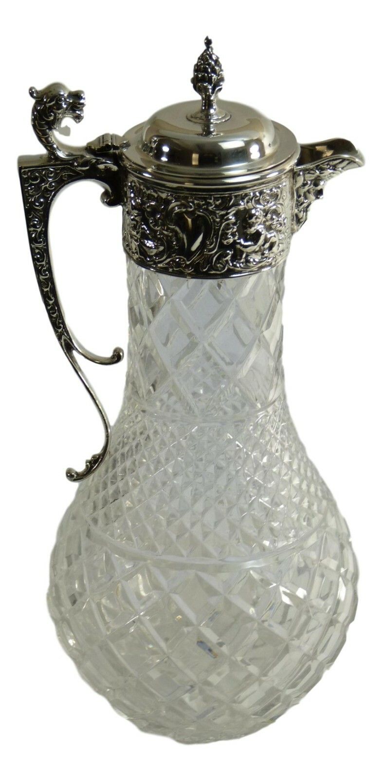 Vintage Silver & Crystal Nat Joseph Bacchus Claret Jug / Decanter 12" photo furniture