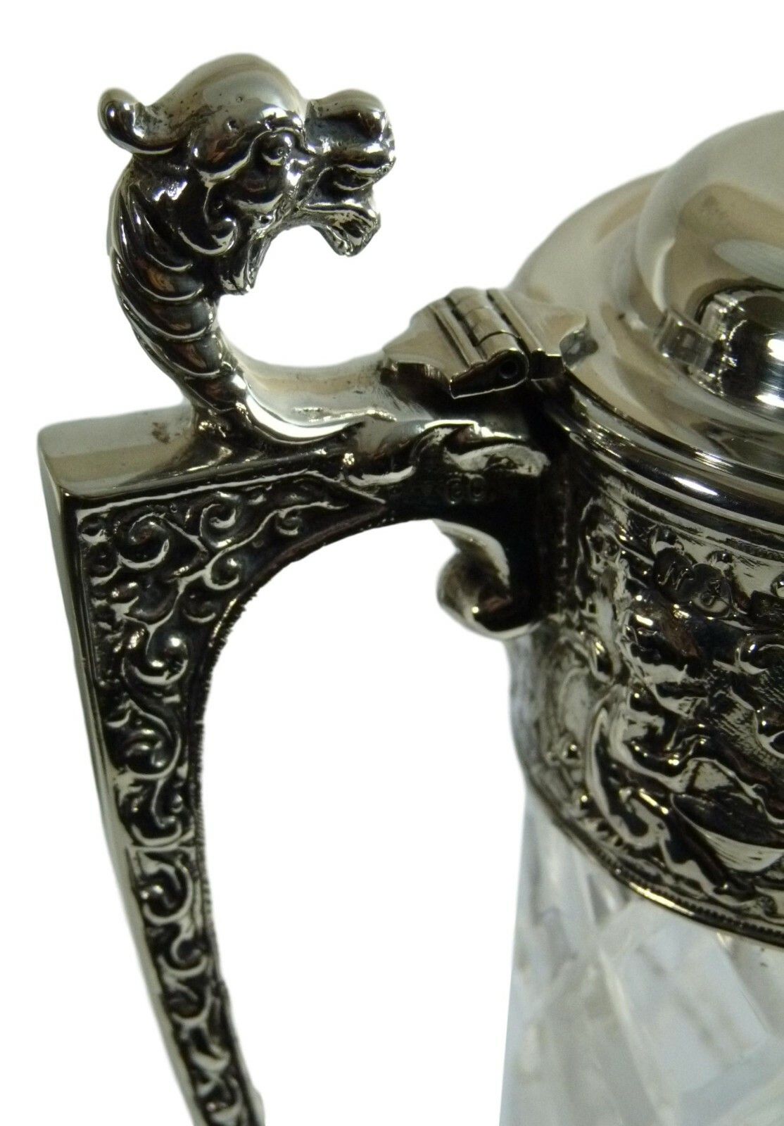 Vintage Silver & Crystal Nat Joseph Bacchus Claret Jug / Decanter 12" photo Home Decor