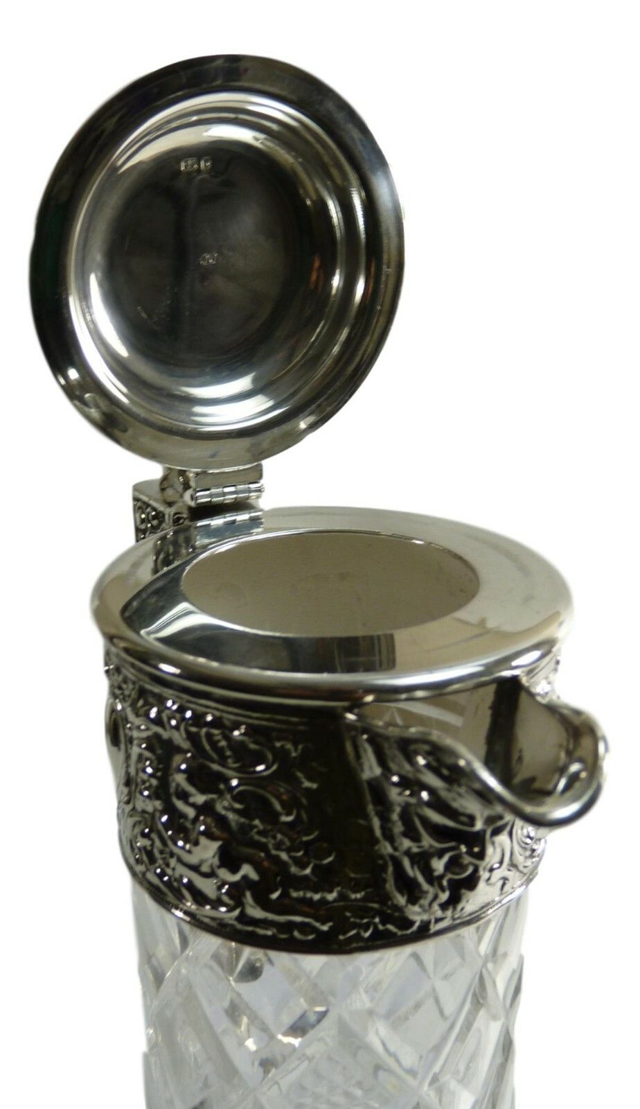Vintage Silver & Crystal Nat Joseph Bacchus Claret Jug / Decanter 12" photo vinterior