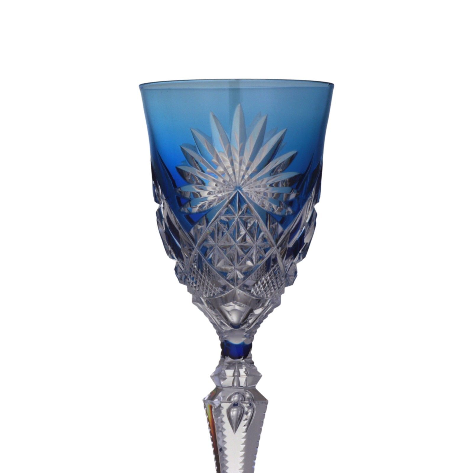 Val St Lambert Crystal Munster Cut Set 6 Hock Wine Glass / Glasses 8 3/8" photo for sale