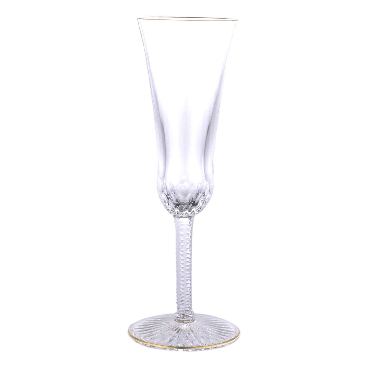 St Louis Crystal Apollo Gold Design Champagne Flute Glass / Glasses 7 1/2" photo furniture