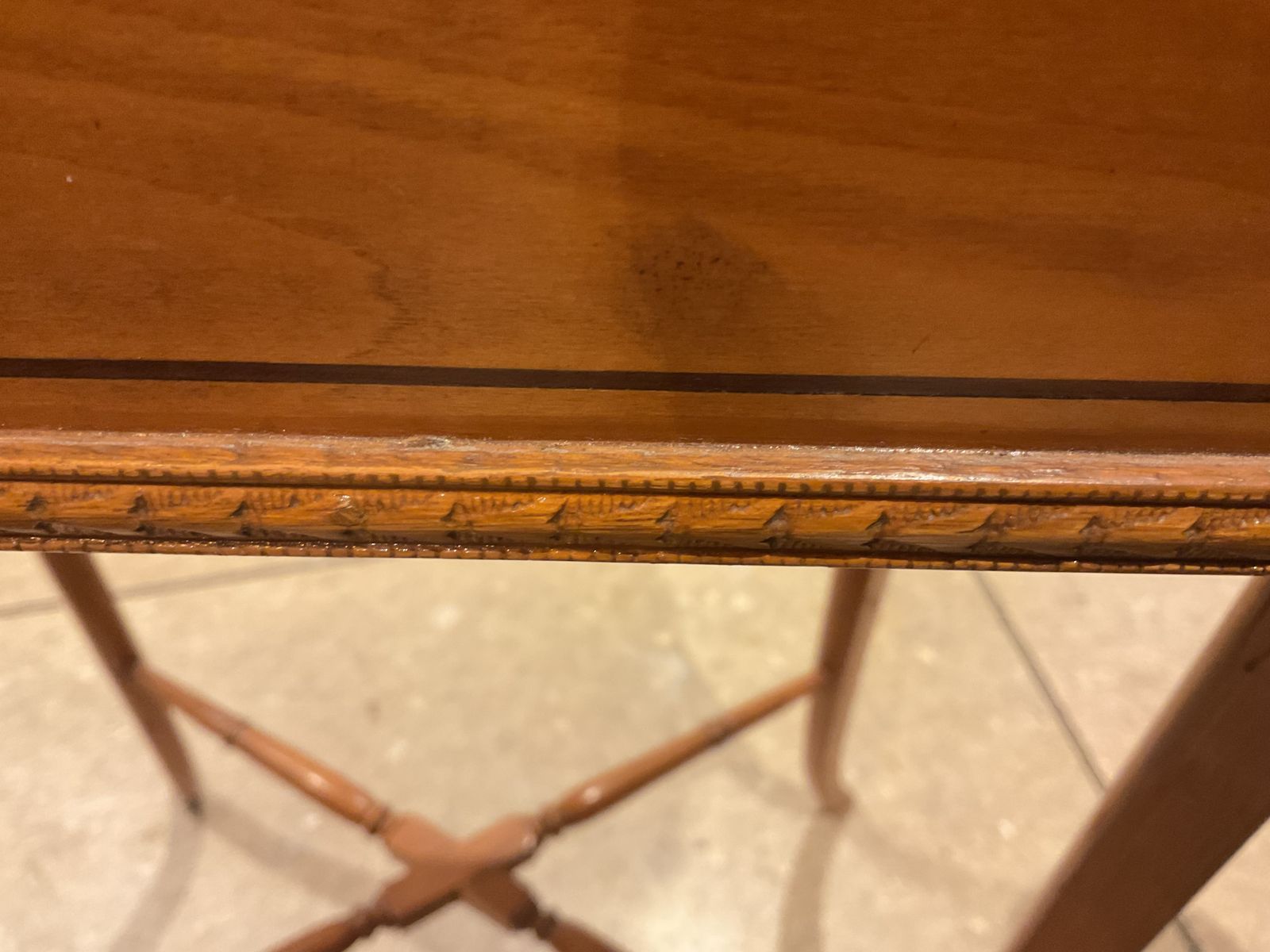 photo vintage Pair Of Inlaid Satinwood Work Tables