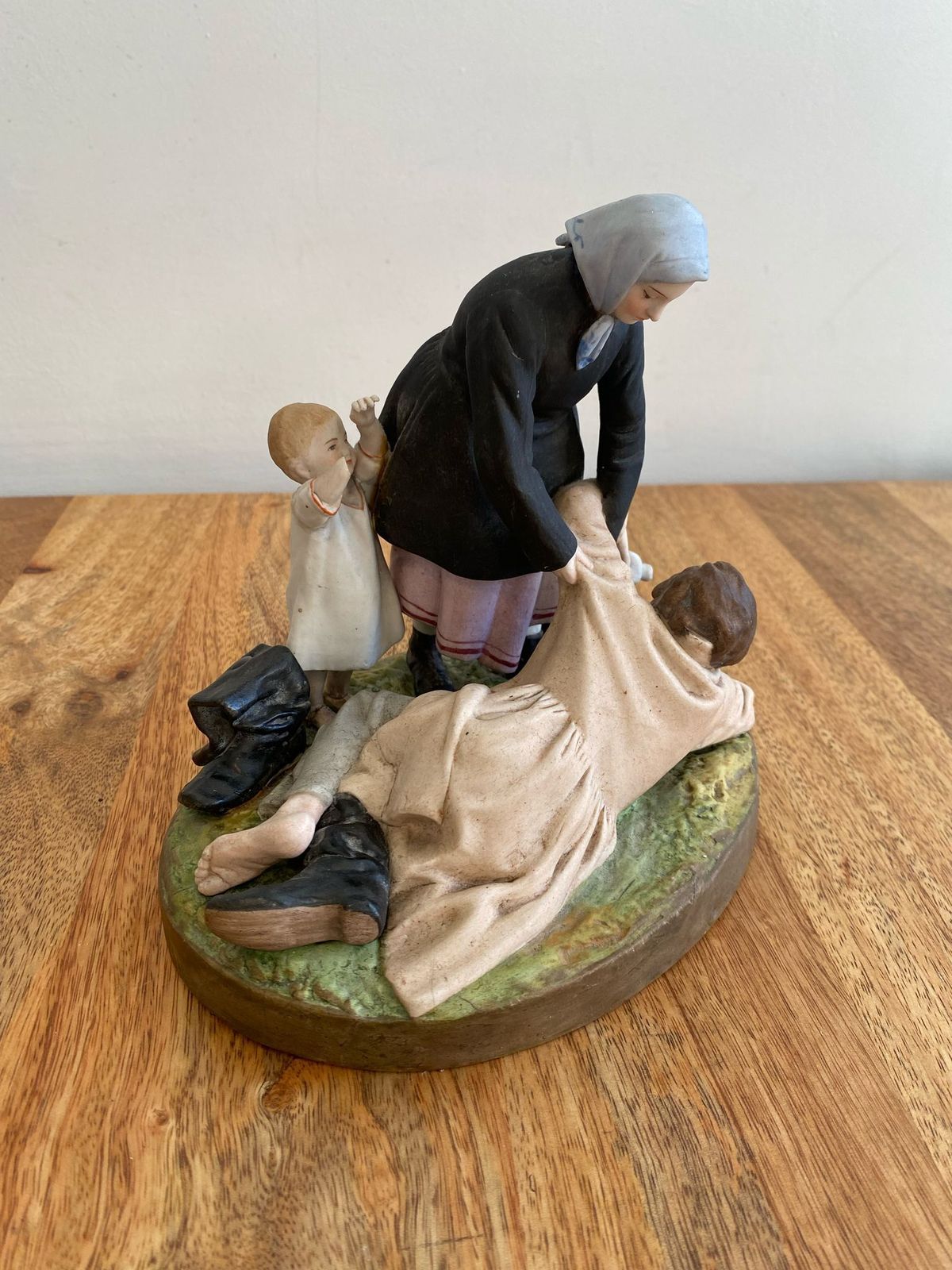 Antique Imperial Russian Gardner Figurine Sculpture 19th Century "Drunken Man And Family" photo furniture