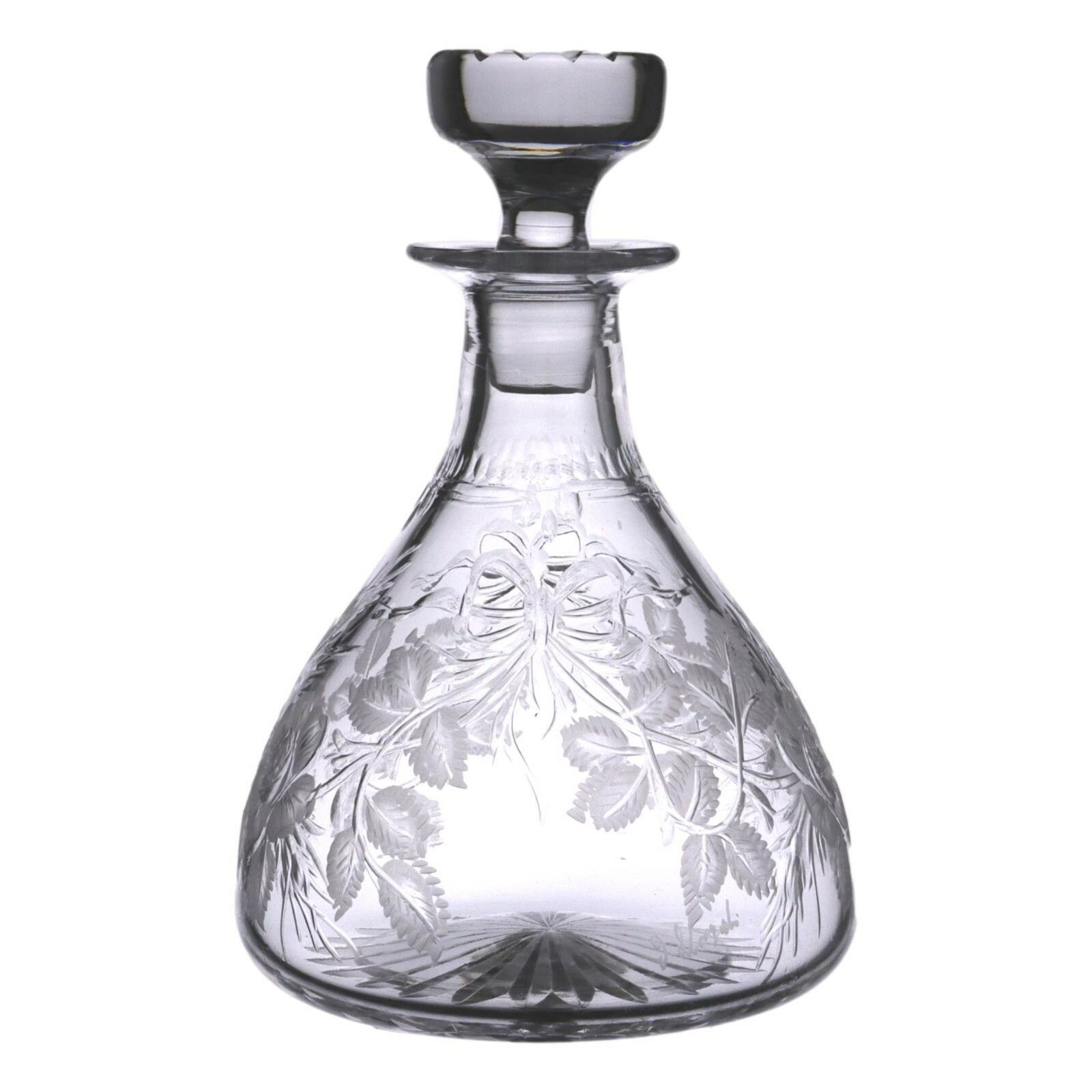 Tudor Crystal Jack Lloyd Ribbon & Rose Cut Decanter / Decanters 7 3/4" photo furniture